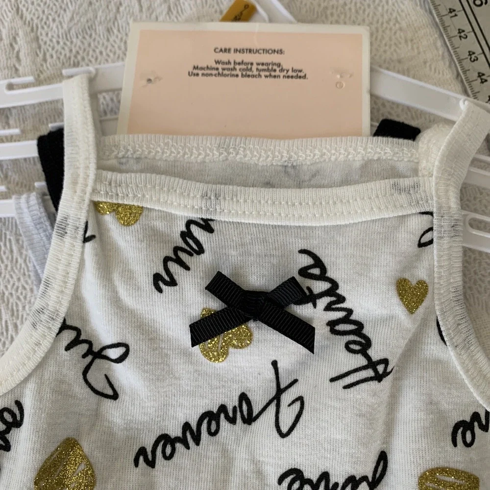 Juicy Couture Baby Girl 3 Piece Tank‎ Top Bodysuit Set~Black, Gray, Ivory & Gold